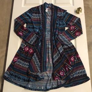 Multi Colored Long Open Cardigan Sweater XL
